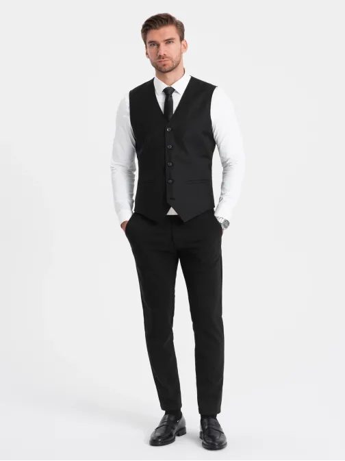 Trendy čierna elegantná vesta V4 BLZV-0112