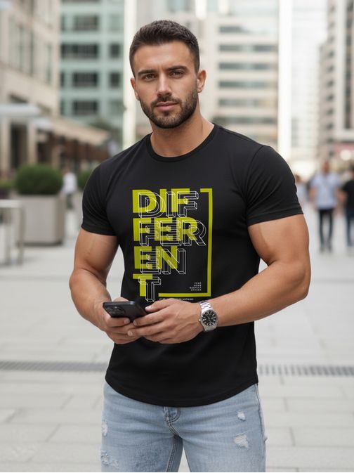Čierne pánske tričko s nápisom DIFFERENT