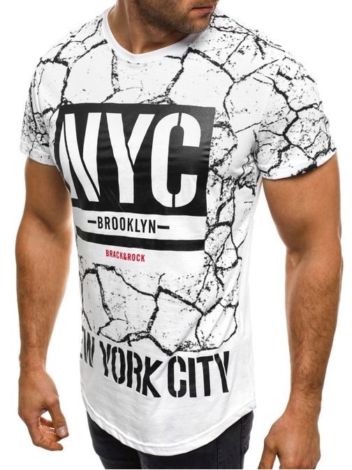 Biele tričko s krakelovaným vzorom NYC J.STYLE SS105