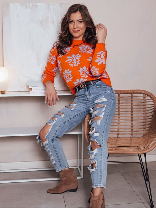 Jedinečný dámsky pomarančový sveter Sweet Bunny