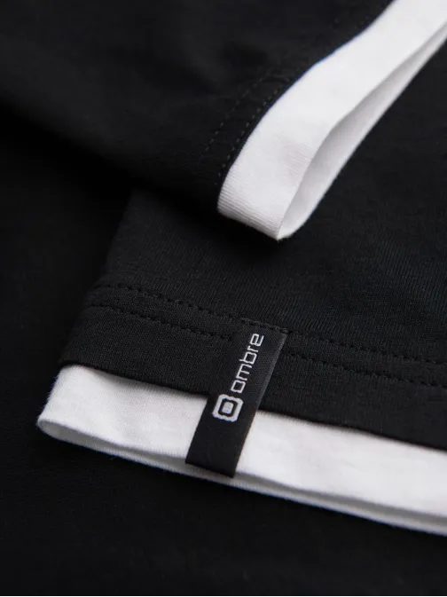 Jedinečné čierne tričko s kapucňou  V9 TSCT-0256