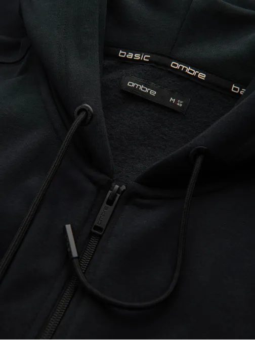 Bavlnená mikina pre mužov čierna v9 om-ssbz-0160