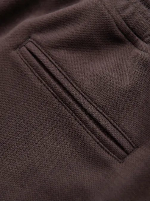 Úpletové hnedé pánske kraťasy V5 SRSK-0124