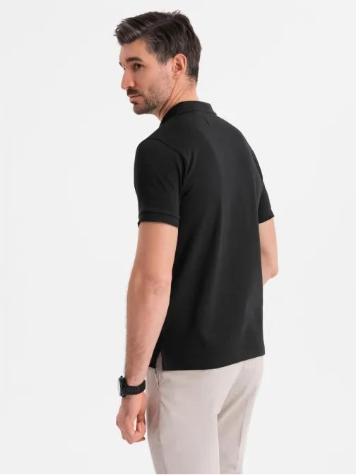 Pánska čierna polokošeľa na zips V6 POSS-0148
