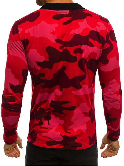 Červené maskáčové tričko s golierom ATHLETIC 1156