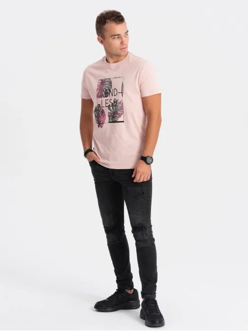 Ružové tričko s nápisom V2 TSPT-0131