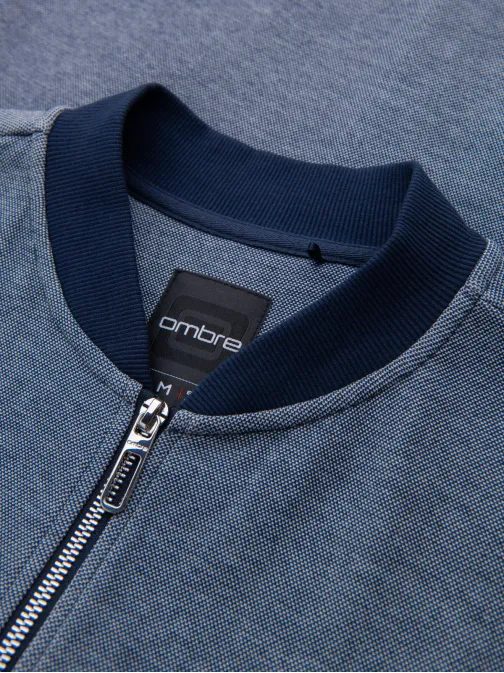 Elegantná modrá pánska mikina bez kapucne v2 om-sszp-0238