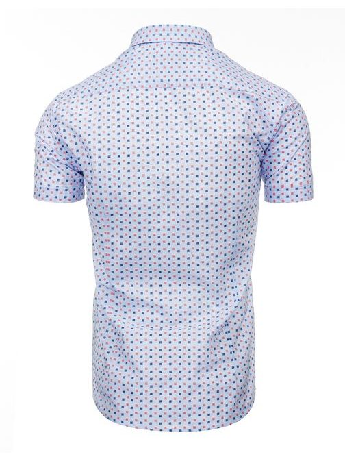 Vzorovaná modrá košeľa s krátkym rukávom