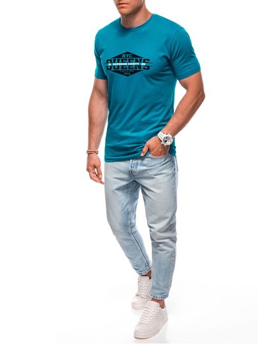 Tyrkysové tričko trendy nápisom S1987