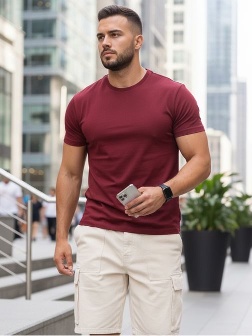 Bavlnené bordové tričko s krátkym rukávom