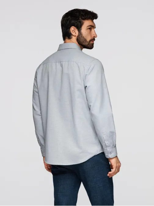 Pánska melírované šedá košeľa s náprsným vreckom V2 K694