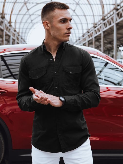 Čierna košeľa s vreckami