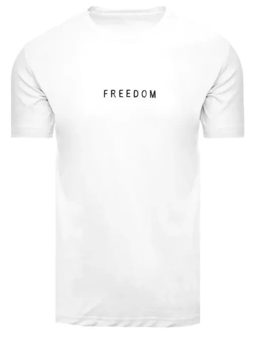 Biele bavlnené tričko s nápisom Freedom
