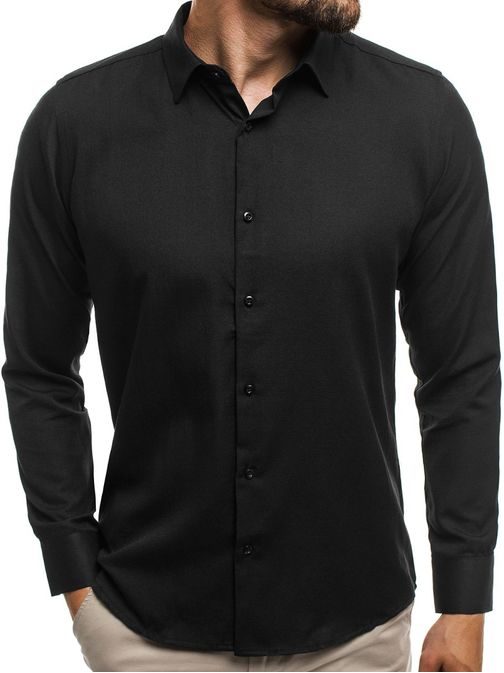 Jednoduchá čierna košeľa MECH/2122Z
