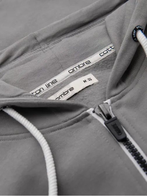 Pánska šedá mikina na zips V8 SSBZ-0272