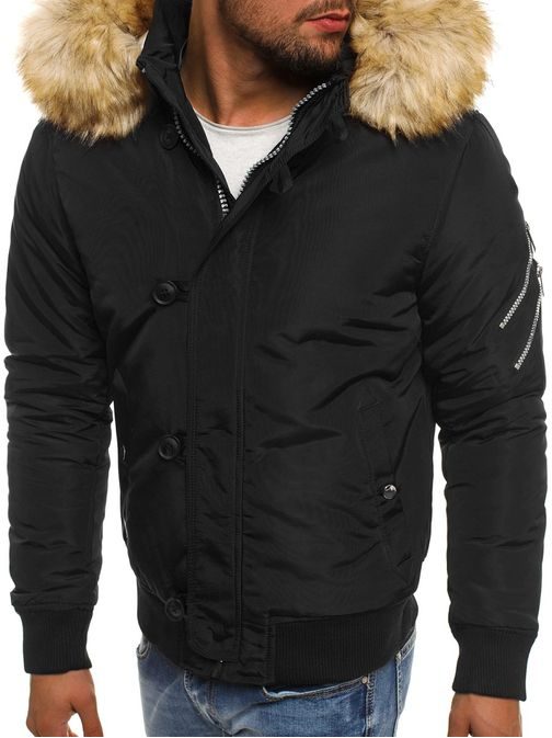 Čierna zimná bunda s kapucňou X-FEEL 88658