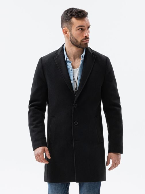 Čierny elegantný kabát C536