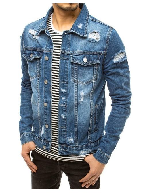 Trendová nebesky modrá rifľová bunda