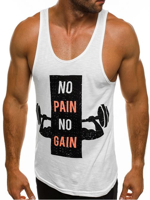 NO PAIN NO GAIN biele pánske tielko BREEZY 171309