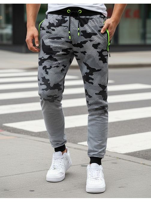 Svetlošedé maskáčové štýlové tepláky