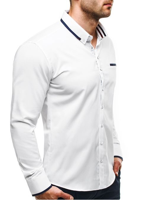 Biela košeľa OZONEE 2224 v pútavom dizajne