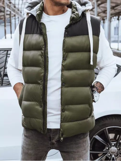 Trendy vesta s kapucňou v zelenej farbe