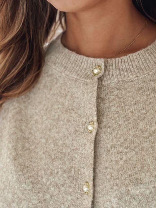 Krásny béžový dámsky sveter na gombíky Selina