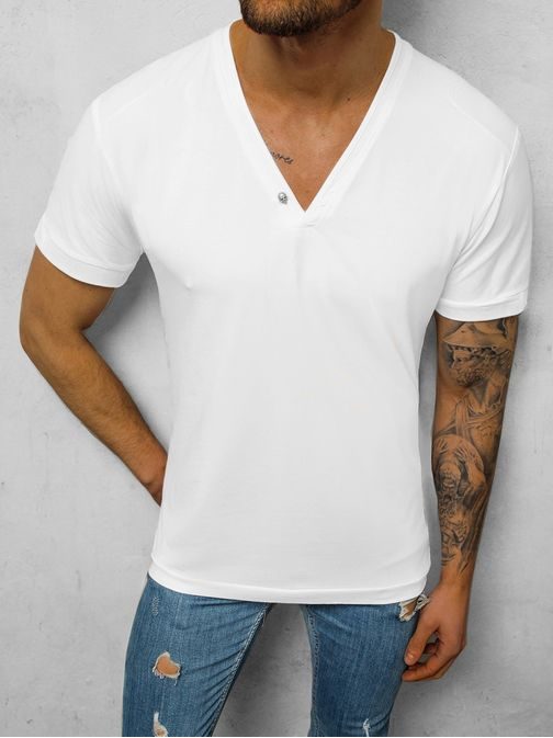 Štýlové biele tričko s kovovou lebkou NB/3013