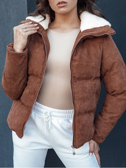 Dámska módna hnedá zimná bunda Trendyglam