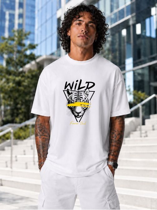 Biele oversize tričko s nápisom wild