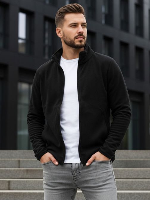 Čierna mikina na zips bez kapucne