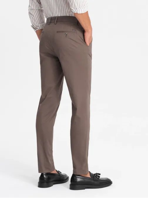 Chinos hnedé nohavice klasického strihu V1 PACP-0183