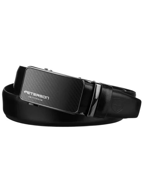 Moderný čierny pánsky opasok s automatickou prackou