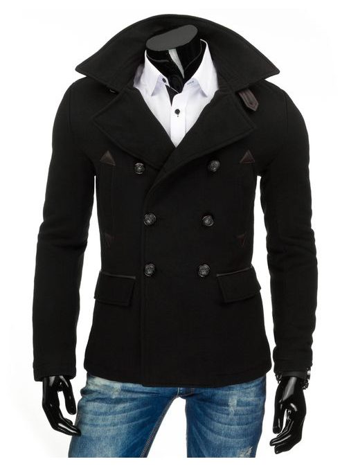 Pánsky čierny dvojradový kabát