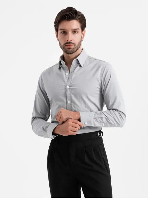 Módna šedá  slim-fit košeľa V2 SHCS-0175