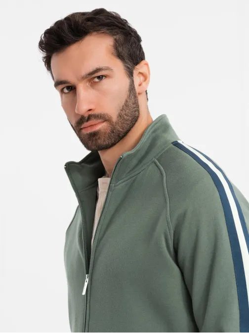 Zaujímavá olivová bomber mikina V2 SSZP-0219