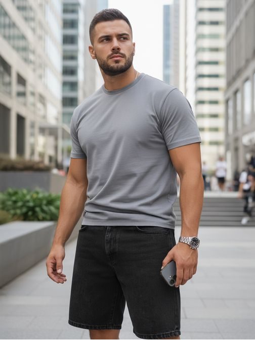 Bavlnené šedé tričko s krátkym rukávom