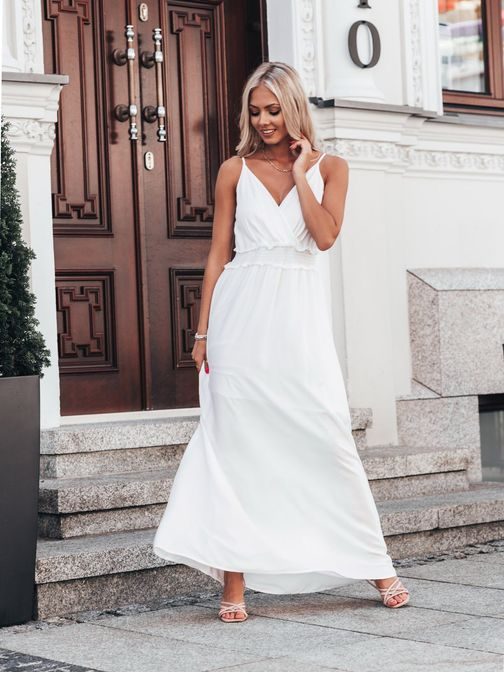 Trendové biele dámske šaty DLR036
