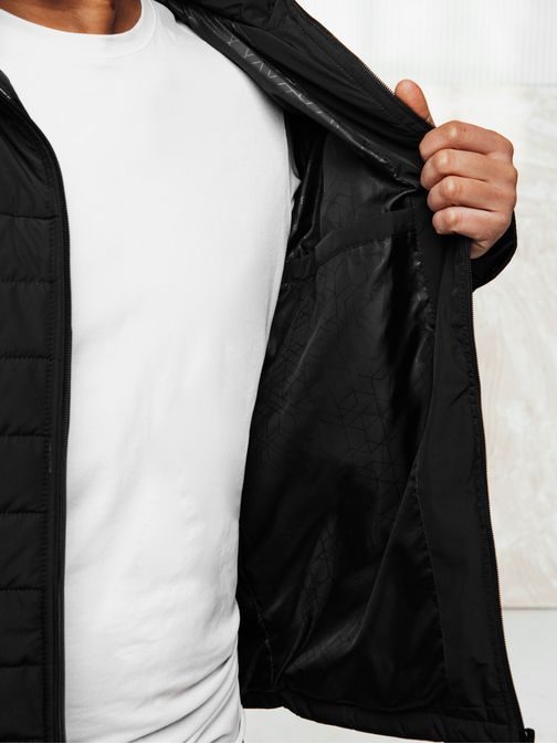 Prechodná trendy čierna bunda s kapucňou