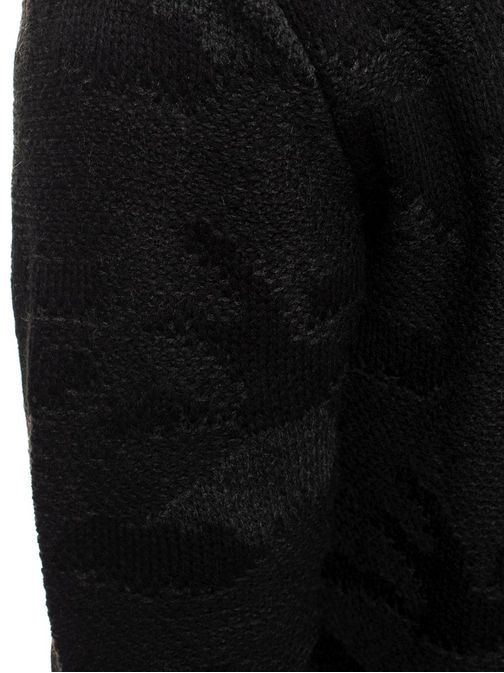 Predĺžený čierny sveter v originálnom spracovaní MADMEXT 2179S