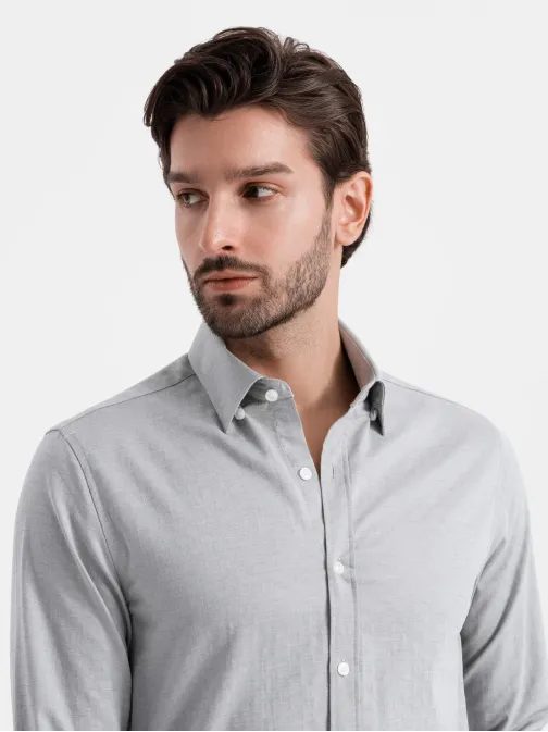 Módna šedá  slim-fit košeľa V2 SHCS-0175