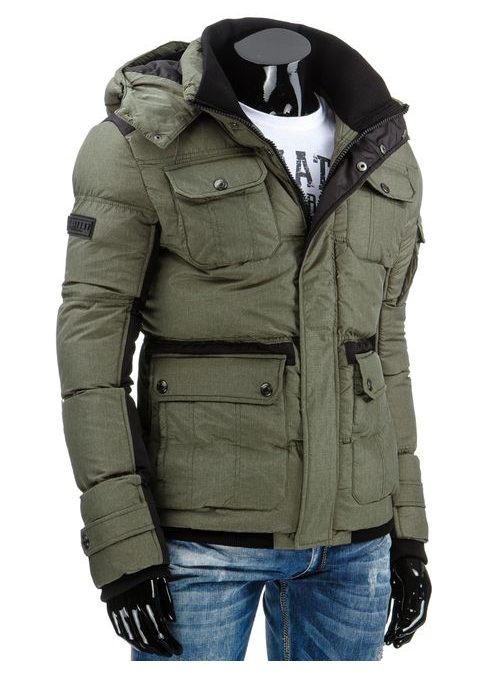 Trendy zimná bunda v olivovej farbe