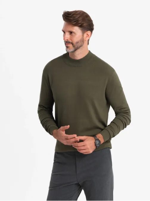 Trendy olivový  polorolák V7 SWTN-0100