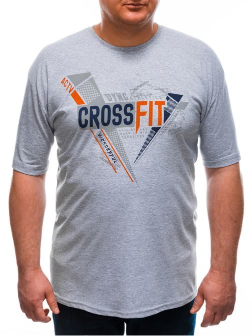 Šedé Plus Size tričko s potlačou CrossFit S1672