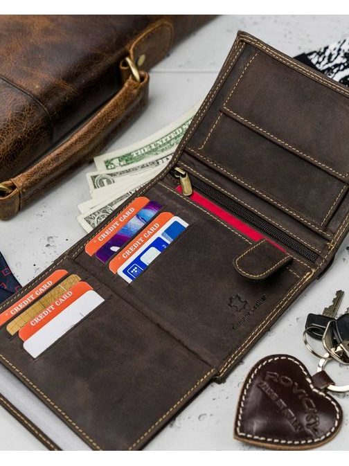 Pánska kožená peňaženka bez pracky