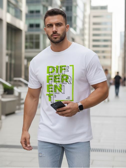 Biele pánske tričko s nápisom DIFFERENT