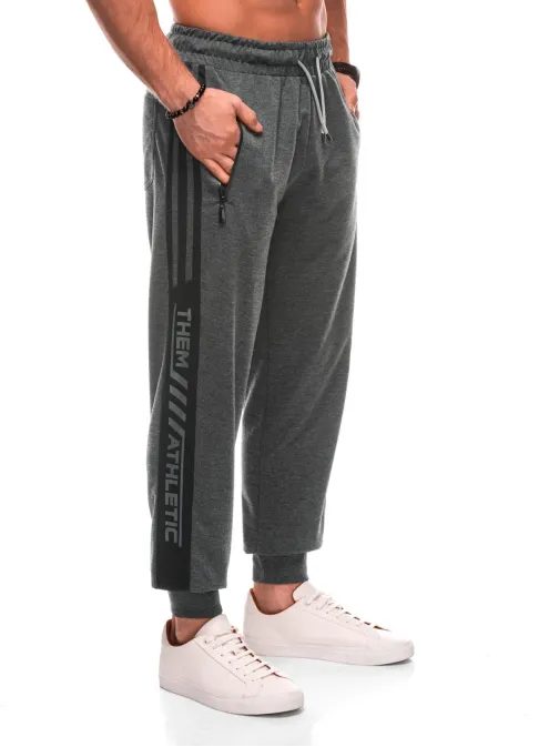 Šedé pánske tepláky s nápisom P1512