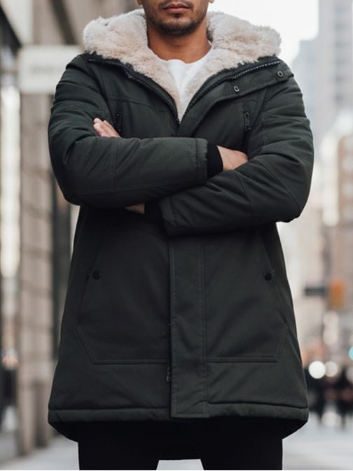 Pánska zimná parka v zelenej farbe