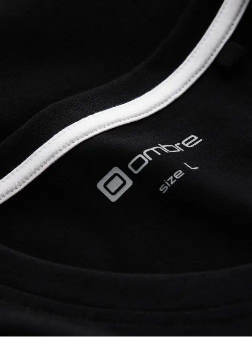 Trendy pánske čierne tričko s V-výstrihom V3 TSCT-0106