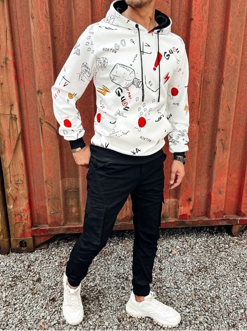 Nadčasová biela mikina s potlačou